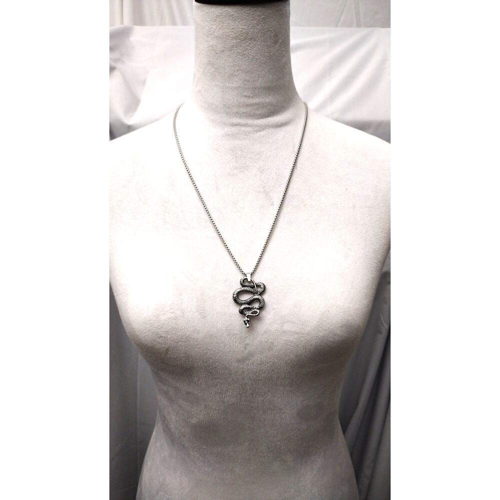 Snake Pendant Hip Hop Necklace for Men Stainless Steel Jewelry - 23" Chain